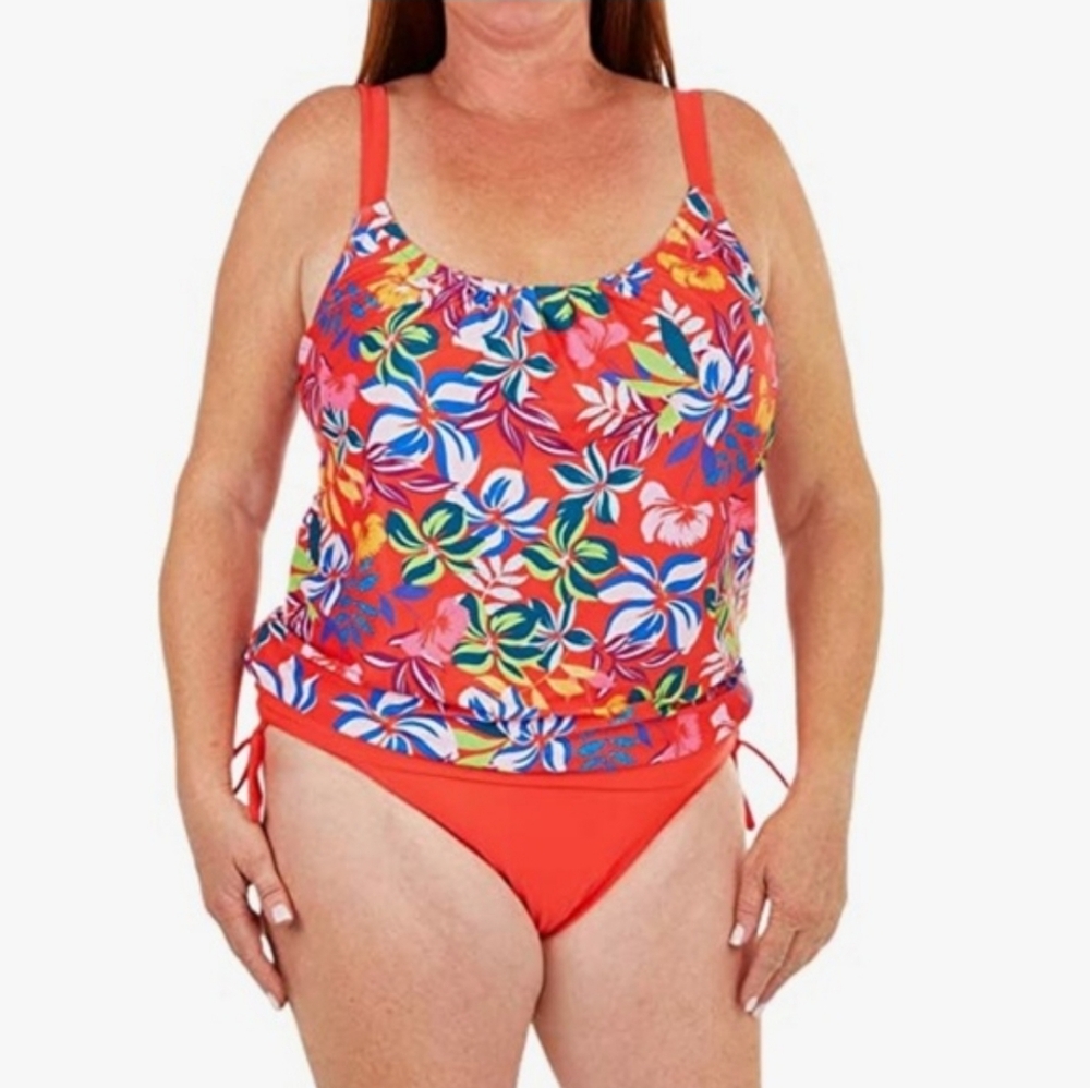 Caribbean Joe Floral Tie Side Tankini Set